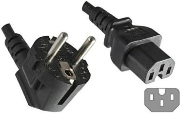 Warmgeräte Anschlusskabel , Stecker CEE7/7 90° <> C15 Buchse , schwarz - 2m