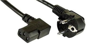 Netzkabel Europa , Stecker CEE7/7  90° > C13  90° ,VDE , CE , schwarz - 1.5m