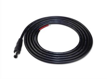 Sonderanfertigung DC-Stecker (2.1x5.5mm) m. (2xAWG22 RT/SW) ,Rundkabel Schwarz, 25mm Mantel isol. - 0,455m