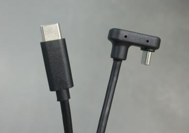 Sonderkonfektion USB2.0  Kabel C-M(G5,7mm) auf C - Winkeladapter 180° (lt.Zeichnung) -M , schwarz - 0.50m