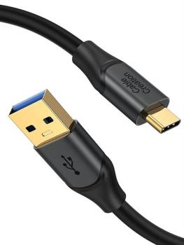 Sonderanfertigung  USB 3.2 G1 AWG22/30 Kabel , UL , USB-C St. > USB-A St vergoldet , schwarz - 2m
