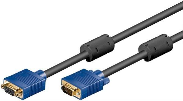 Full HD SVGA Monitorverlängerung, vergoldet ,Stecker (15-polig) > Buchse (15-polig), Ferrite, schwarz/blau - 1.8m
