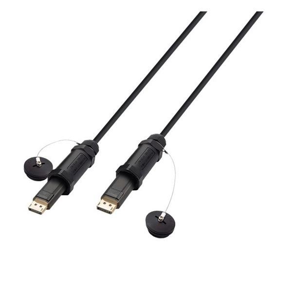 DisplayPort 1.4 AOC Hybridkabel , 2 x Stecker , UL VW-1 , Stahlarmierter Aufbau m. IP-Schutz , schwarz - 50m