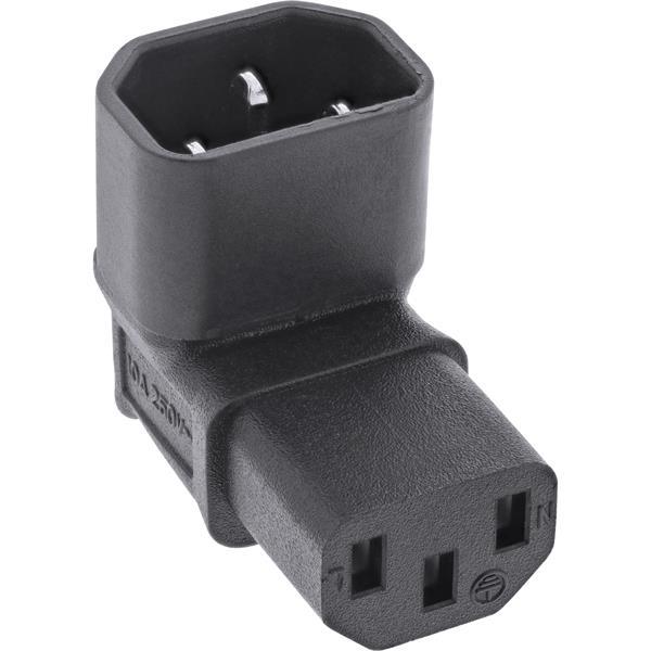 Strom / Netzadapter , IEC 60320 C14 / C13, oben/unten gewinkelt , 3pol. Kaltgeräte , schwarz