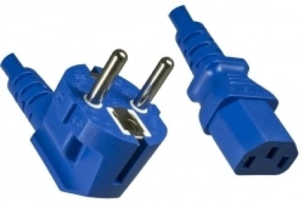 Netzkabel Europa  0905181 , Stecker CEE7/7  90°   IEC60320-C13 , blau - 1.8m