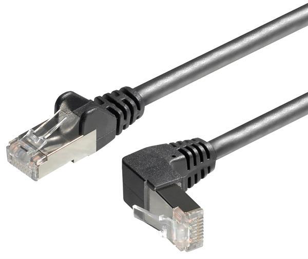 Cat.6A Patchkabel ,10 Gigabit  S/FTP, RJ45 STP   RJ45 STP Stecker oben gewinkelt , schwarz - 1.5m