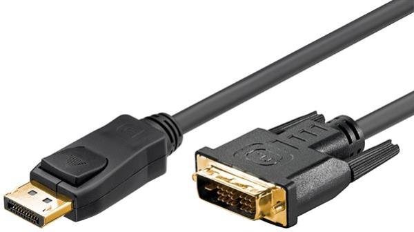 4K UHD DisplayPort / DVI-D Adapterkabel , DP-St. > DVI-D-St. (24+1-Pin vergoldet ) , schwarz - 1m