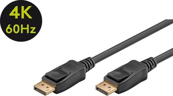 DisplayPort 1.2 Kabel 4K UHD 2160p (60 Hz)  , 2 x DP-Stecker vergoldet , 21.6 Gbit/s , schwarz - 3m