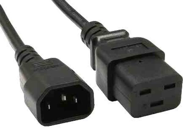 Netzkabel, Stecker C14 180°   C19 180°, 1.5mm², 10A / 250V , schwarz - 3m