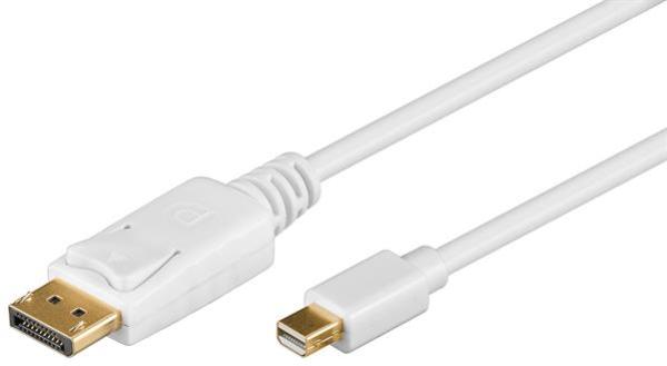 Mini DisplayPort 1.2 Adapterkabel, Mini DP Stecker   DP Stecker, vergoldete Kontakte, weiß - 2m