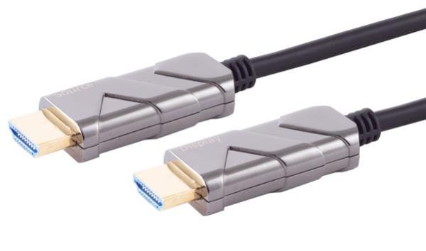 Optisches Hybrid 10K@30Hz  AOC HDMI Kabel,  2 x HDMI Stecker vergoldet , 48 Gbit/s  , schwarz -30m