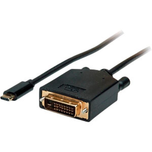 Adapterkabel USB-C / DVI ,4K60Hz ,USB-C Stecker > DVI Stecker (24+1) , schwarz -1,8m