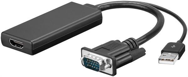 VGA / HDMI Adapter Kabel 67816 , VGA-Stecker (15-polig) + USB 2.0-Stecker (Typ A) > HDMI-Buchse ,schwarz-0,10m