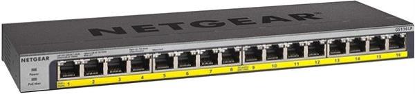 19" NETGEAR GS116LP 16-Port-Gigabit-PoE+ Switch , schwarz