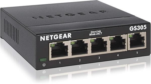 NETGEAR GS305 Desktop LAN Switch 5 Port Gigabit Netzwerk Switch , incl.Netzteil - Schwarz