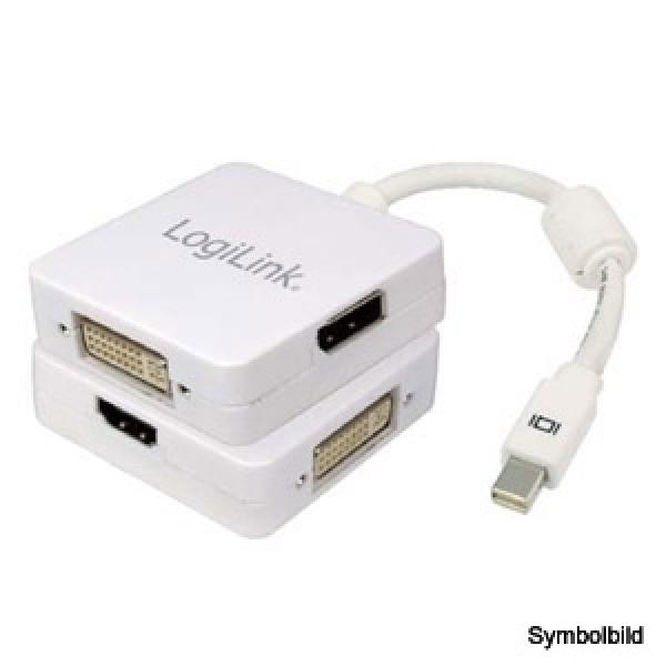 LogiLink CV0045A  Kabel-Adapter , Mini DisplayPort > HDMI / DVI / DP , weiß , 0,10m