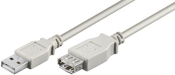 USB2.0 Hi-Speed Verlängerungskabel, USB A Stecker   USB A Buchse, grau - 5m