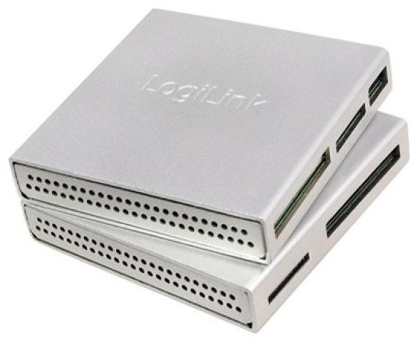 LogiLink CR0018 Multifunktionales  - Kartenlesegerät  USB2, Extern, alle Karten, Alu, silber