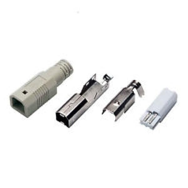 USB Stecker Typ B 4-pin ( 3-teilig ), Lötversion ,1x Knickschutztülle grau