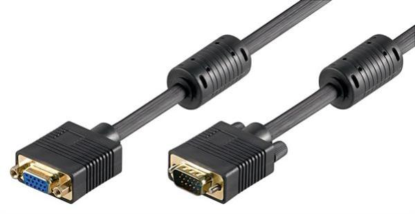 PROLINE Full HD SVGA Kabel, 3C+8 , DBHD15 Stecker   Buchse, Ferrit , schwarz - 5m