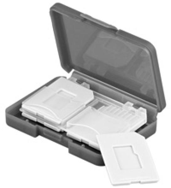 Speicherkarten-Transportbox für max. 4x SD / Micro SD / MMC-Karten , Grau,Transparent