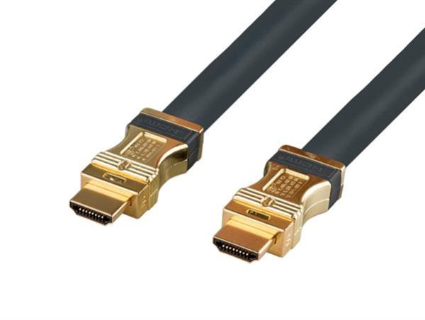 4K/60Hz UHD  Hochflexibles HDMI 2.0 Kabel , 2 x HDMI A Stecker vergoldet , RF-BLOK / SLAC Qualität, blaugrau - 10m