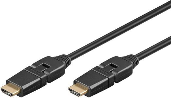High-Speed HDMI 1.4 Kabel  360°drehbar 31888 , HDMI Typ A Stecker   Stecker, vergoldet, schwarz - 1.5m