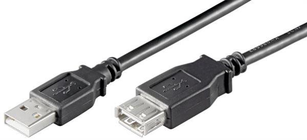 USB2.0 Hi-Speed Verlängerungskabel, USB A Stecker   USB A Buchse, schwarz - 1.8m