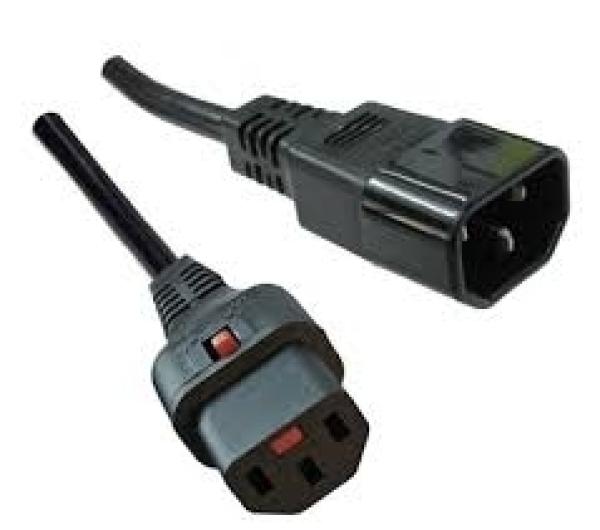 IEC Lock Kaltgerätekabel ,Stecker C13 mit IEC-Verriegelung   C14 , 1.00mm², schwarz - 2m