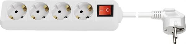 Steckdosenleiste mit Schalter  4-fach ,16A ,  WEEE , CE , weiß , Kabel 1.5m
