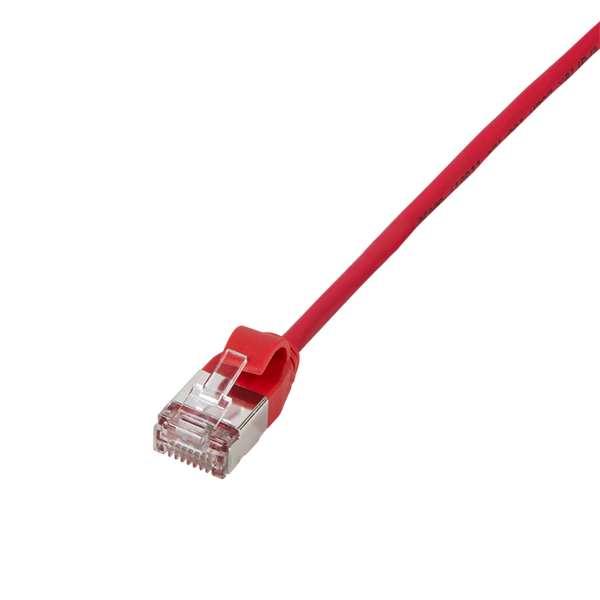 10 Gigabit Slim Ultraflex -Patchkabe Cat.6A ,TPE Mantel 3,8mm  U/FTP , 2 x RJ45 , CU , LSZH , rot - 1.5m