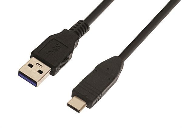 Dünnes flexibles Koaxialkabel 10Gbits USB3.1C - Stecker  > A Stecker ,PVC , schwarz - 2m