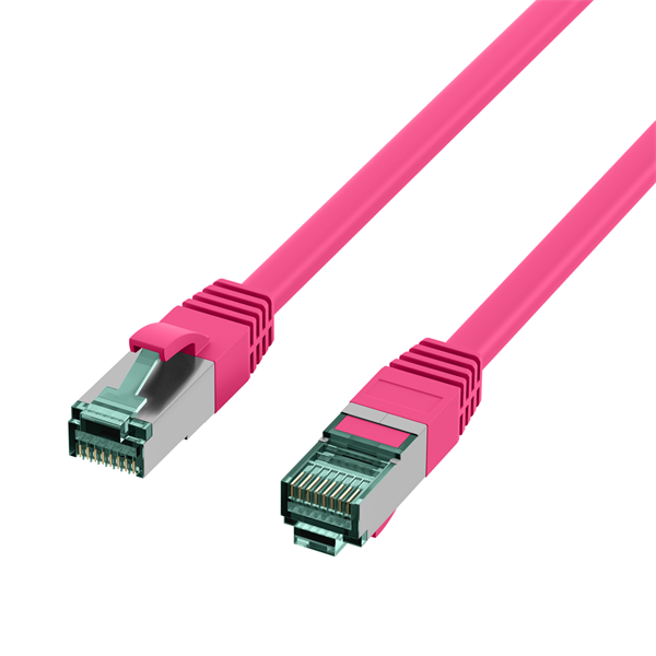Patchkabel CAT.6A , S/FTP(PIMF), 2x RJ45 STP, Kupfer , LSZH , magenta - 2m