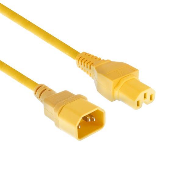 Stromkabel Warmgeräteverlängerung AK5308 , Stecker C14    C15 , 1mm², VDE , gelb - 2m