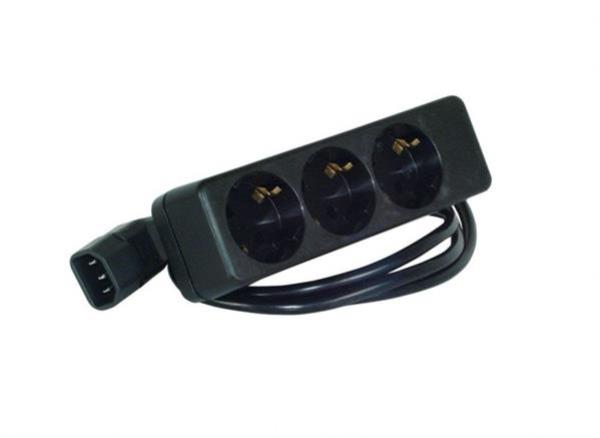 USV Steckdosenleiste, IEC60320-C14 Stecker   3-fach Strombuchsen, 10A/250V, Kabel 1.1m, schwarz