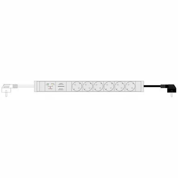 19"-ATS-Steckdosenleiste/PDU Liebernetz-redundante Stromversorgung - 6 x Schuko-Buchse , ALU , schwarz, Kabel 2m