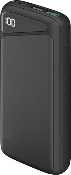 Powerbank 20.000 mAh , 18W , PD u. CQ , mit integriertem USB-C Kabel , schwarz