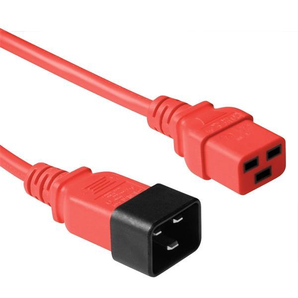 Kaltgerätekabel AK5090 , Stecker C19    C20 , 1.5mm²,16A , rot - 1.8m