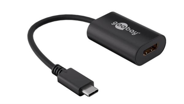 USB-C auf HDMI Adapter-Kabel , USB-C  St. > HDMI -Bu.  ,4k UHD bis 3840*2160p@60Hz ,3D ,schwarz - 0.20m