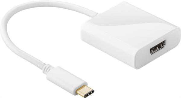 USB-C auf HDMI Adapter-Kabel , USB-C  St. > HDMI -Bu.  ,4K*2K@30Hz ,3D ,weiß - 0.20m