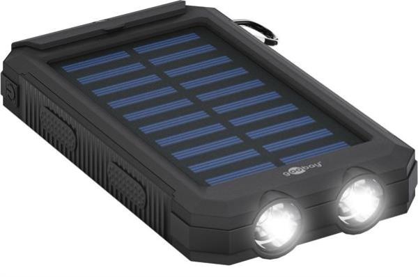 Outdoor Powerbank 8.0 (8.000 mAh) ,robusten Design, Solarpanel und Taschenlampenfunktion , IP45 , schwarz