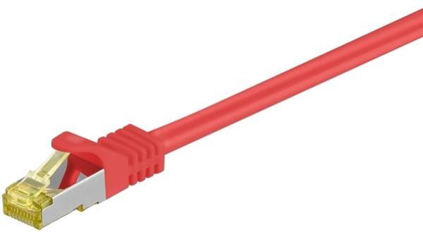 600MHz GIGABIT Patchkabel PIMF , Cat.7 Rohkabel AWG26/7 , 2 x RJ45 STP , LSZH , rot -2m