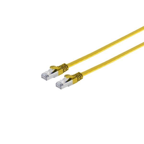 Cat. 6A 10Gbit Slimline Flach-Patchkabel m. Cat.7 Rohkabel  U/FTP, 2 x RJ45, PVC gelb -5m
