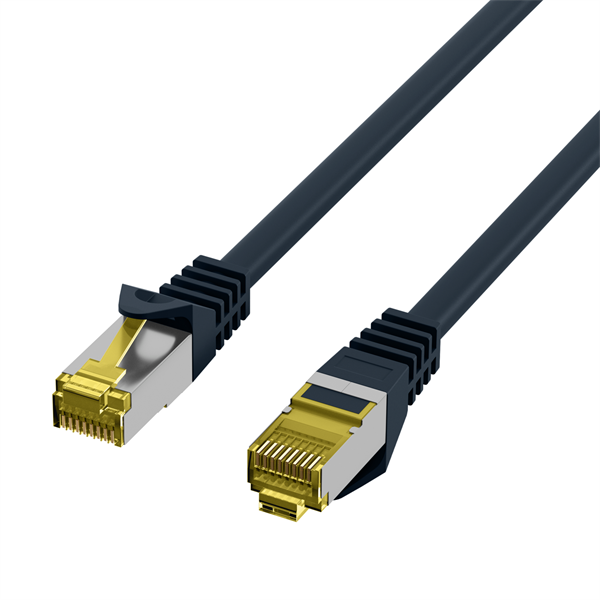 600MHz GIGABIT Patchkabel PIMF , Cat.7 Rohkabel AWG26/7 , 2 x RJ45 STP , LSZH , schwarz - 0,25m
