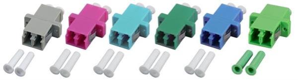 Kupplung LC / LC  Duplex  mit Flansch / Clip , MM , OM4 violett , Keramikhülse
