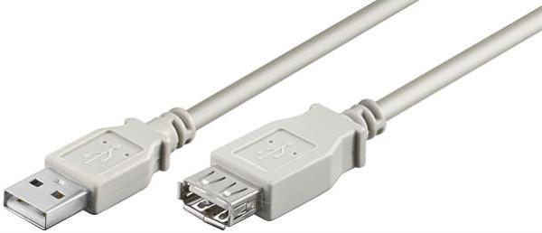USB2.0 Hi-Speed Verlängerungskabel, USB A Stecker   USB A Buchse, grau - 1m