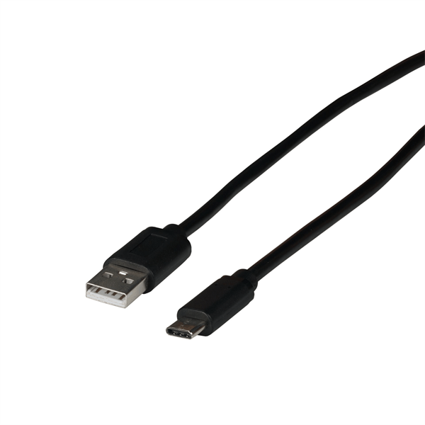 USB 2.0 Kabel , Stecker 3.1-C  Stecker >USB 2.0 A Stecker  , 3A ,480 Mbit/s , schwarz - 3m