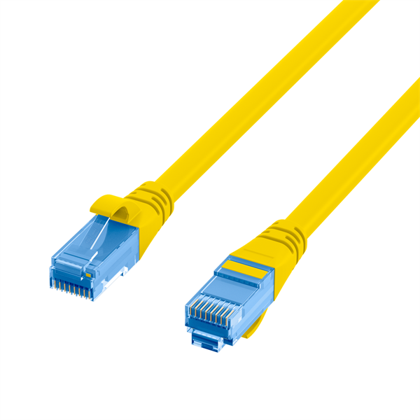 600MHz GIGABIT Cat.6A Patchkabel  U/UTP , Cat.7 Rohkabel , RJ45 STP   RJ45 STP , gelb - 1m