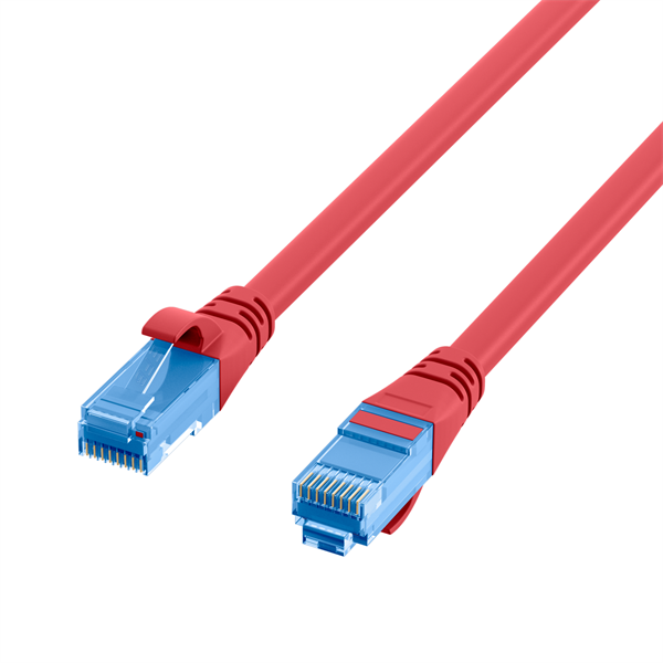 600MHz GIGABIT Cat.6A Patchkabel  U/UTP , Cat.7 Rohkabel , RJ45 STP   RJ45 STP , rot - 1m