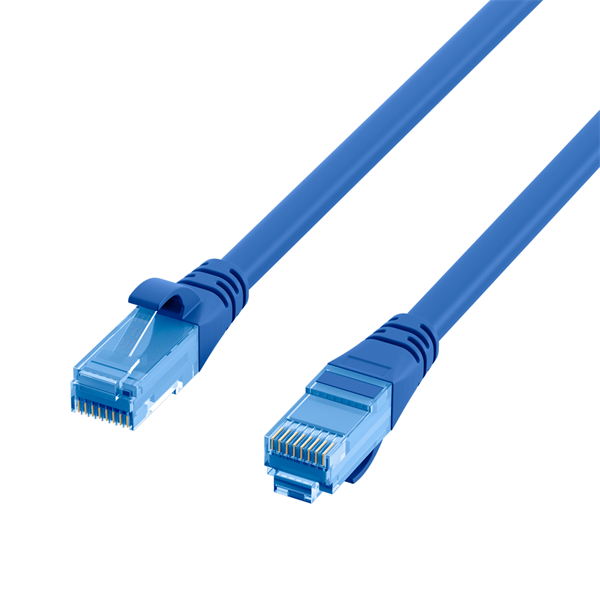 PREMIUM Cat.6A Patchkabel U/UTP , Cat.7 Rohkabel AWG26/7 , 2 x RJ45 , blau -2m